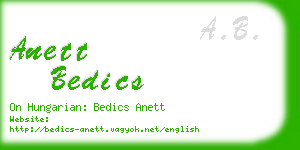 anett bedics business card